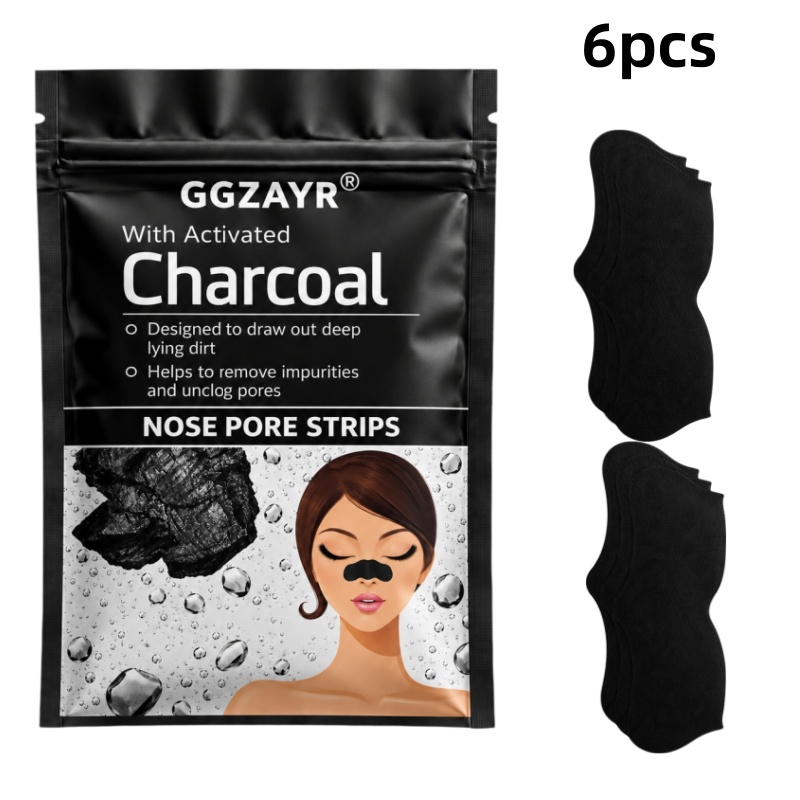 Face Moisturizer - แผ่นลอกสิวเสี้ยนและทำความสะอาดรูขุมขนด้วยถ่านกัมมันต์ 6 ชิ้น สำหรับดูแลรูขุมขนอย่างล้ำลึก และใช้งานง่ายในชีวิตประจำวัน