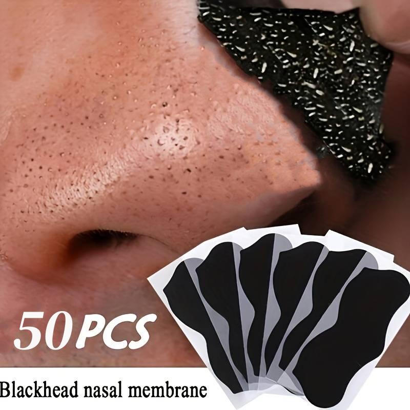 Face Mask Skincare - แผ่นมาส์กกำจัดสิวเสี้ยนที่จมูก 50 ชิ้น ช่วยกระชับรูขุมขน แผ่นสติ๊กเกอร์กำจัดจุดด่างดำ ทำความสะอาดล้ำลึกบริเวณจมูก