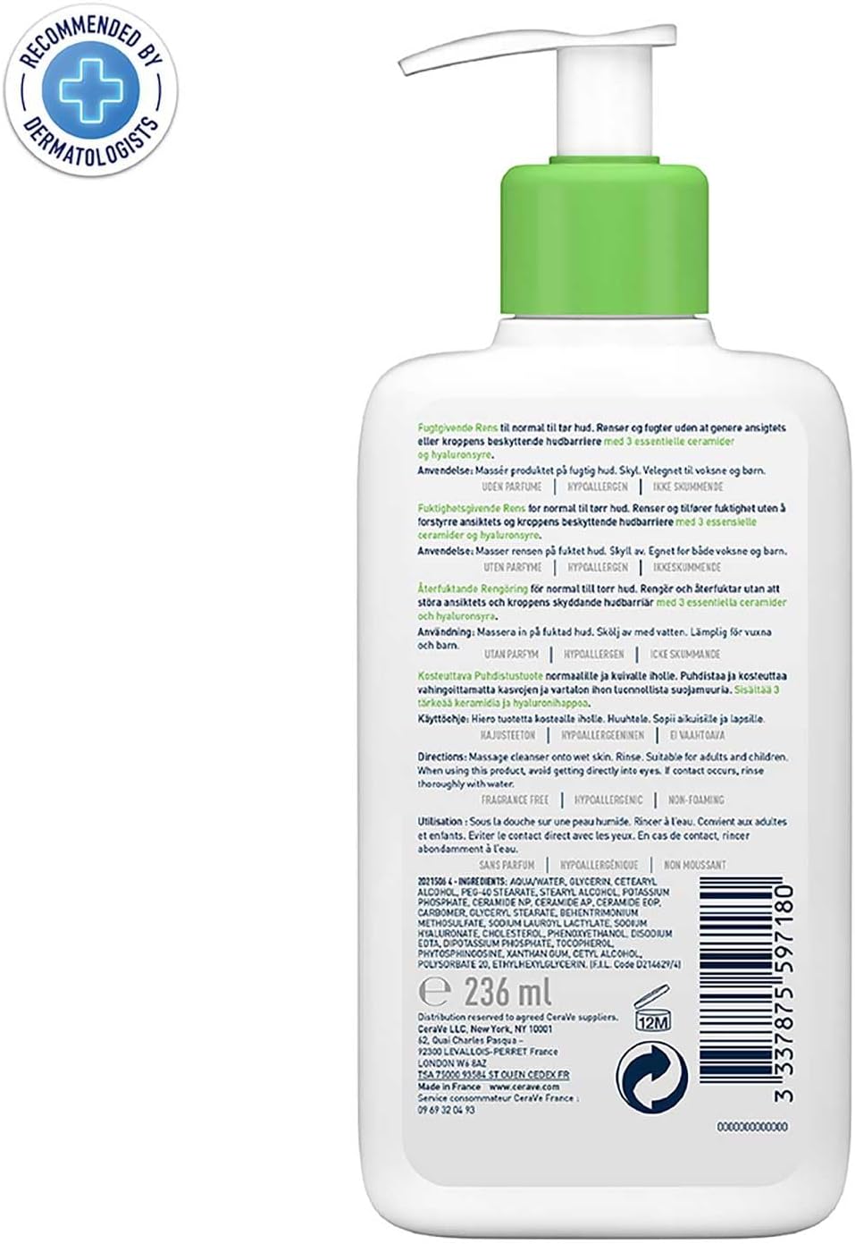 เซราวี ผลิตภัณฑ์ทำความสะอาดผิว - Cleanser Face บทวิจารณ์และราคา